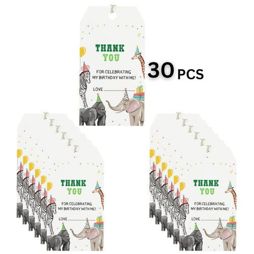 Load image into Gallery viewer, Jungle Theme Model 3 Birthday Favour Tags (2 x 3.5 inches/250 GSM Cardstock/Multicolour/30Pcs)
