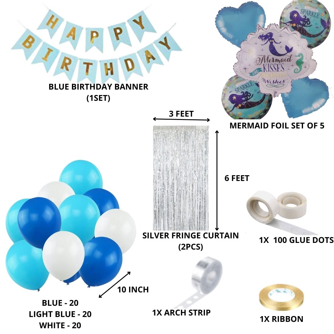 Mermaid Theme Birthday Balloon Decoration DIY Kit (71 Pcs)