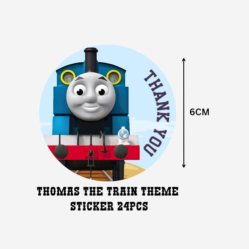 Load image into Gallery viewer, Thomas The Train Theme- Return Gift/birthday decor Thankyou Sticker (6 CM/Sticker/Multicolour/24Pcs)
