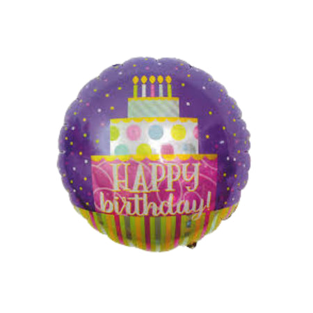 Party Decor Mall – Printed Round Shape Cake Blue Happy Birthday Foil Balloon