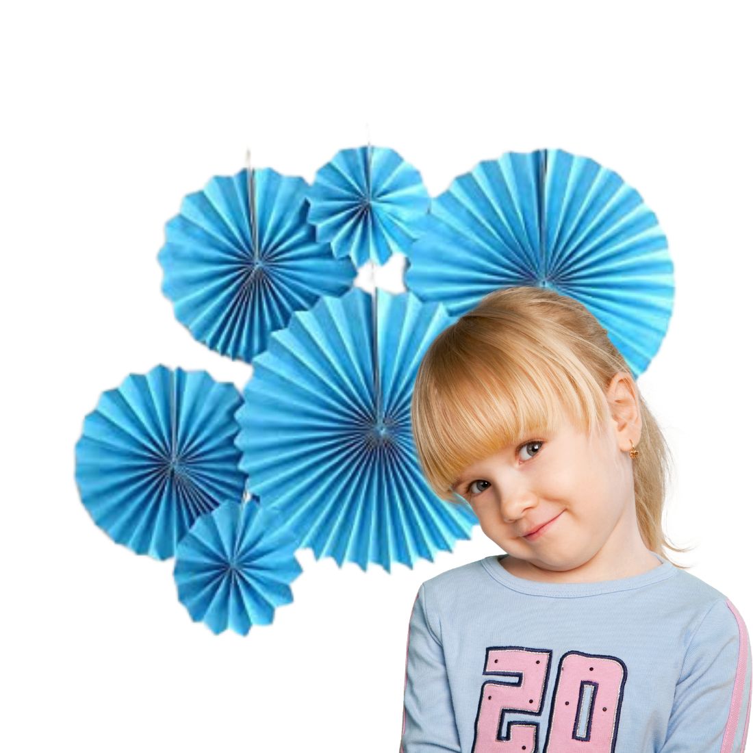 Blue Paper Fan Decoration for Birthday Decoration, Birthday Party, Wall Decoration, Hanging Decoration