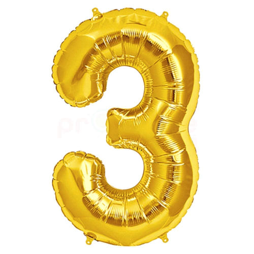 Load image into Gallery viewer, 32 Inches Number Foil Balloon, Gold Color, Number 3
