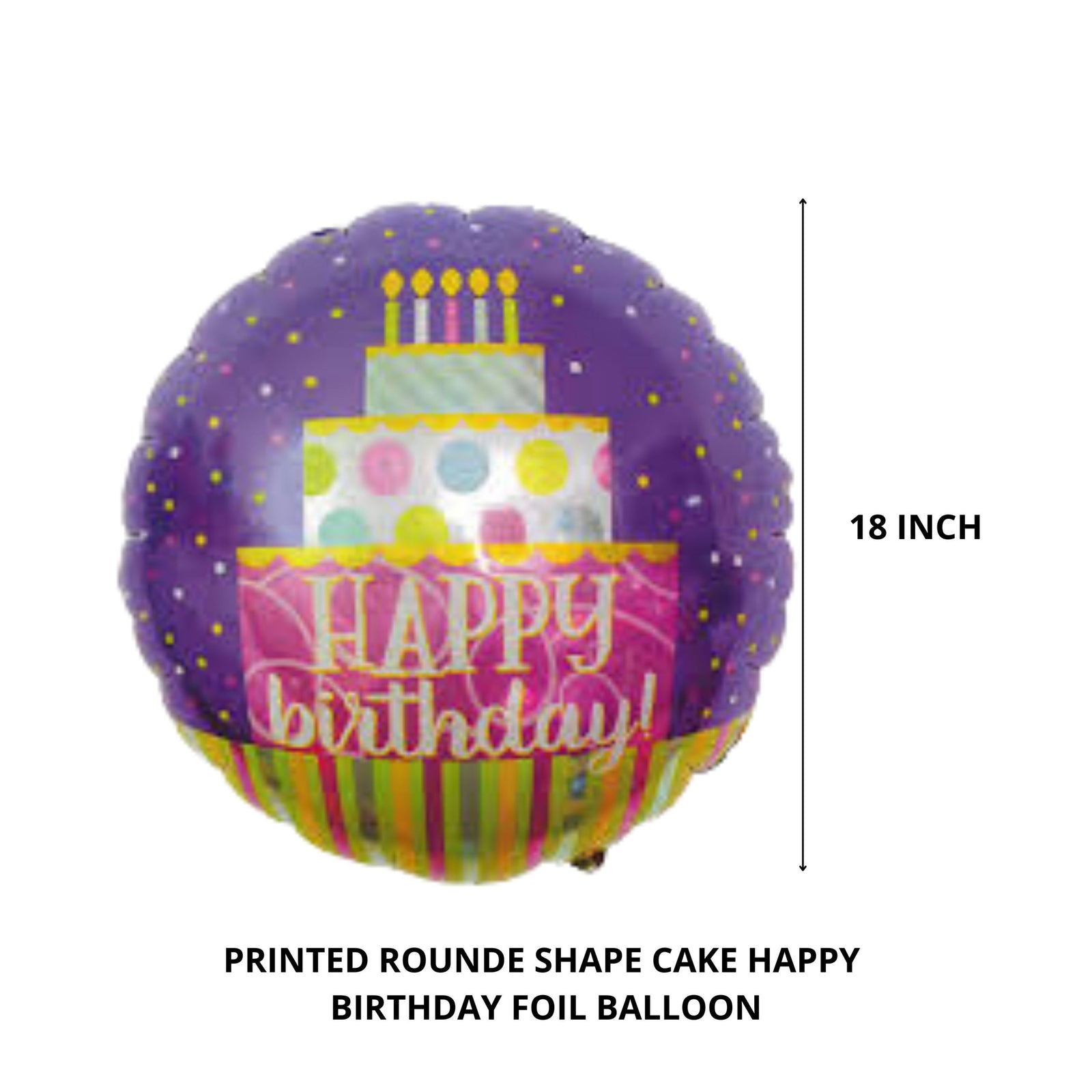 Party Decor Mall – Printed Round Shape Cake Blue Happy Birthday Foil Balloon
