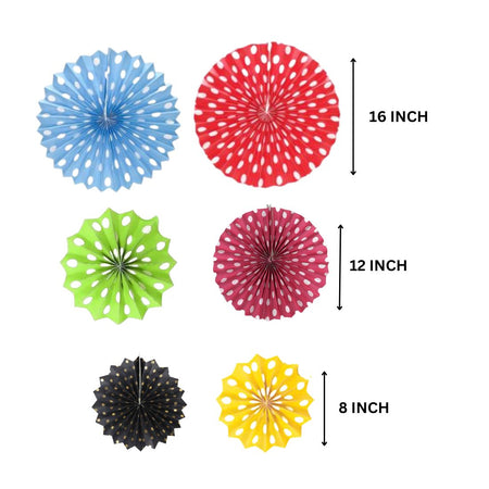 Paper Fan Mix Color Polkadot Decoration for Birthday Decoration, Birthday Party, Wall Decoration, Hanging Decoration