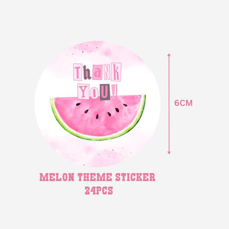 Melon Theme- Return Gift/birthday decor Thankyou Sticker (6 CM/Sticker/Multicolour/24Pcs)