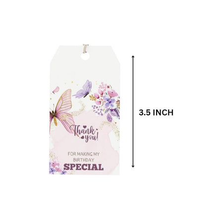 Butterfly Theme Birthday Favour Tags (2 x 3.5 inches/250 GSM Cardstock/Mixcolour/30Pcs)