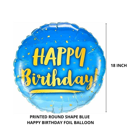 Party Decor Mall – Printed Round Shape Blue Happy Birthday Foil Balloon