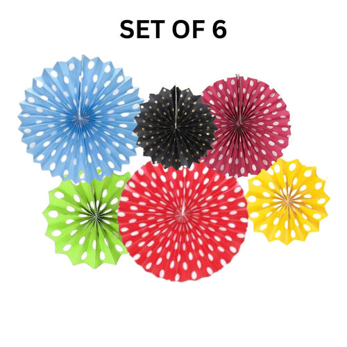 Load image into Gallery viewer, Paper Fan Mix Color Polkadot Decoration for Birthday Decoration, Birthday Party, Wall Decoration, Hanging Decoration

