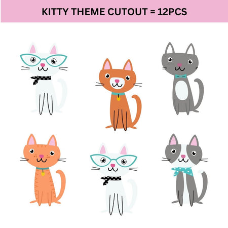 Kitty Theme Cutout (6 inches/250 GSM Cardstock/Mixcolour/12Pcs)
