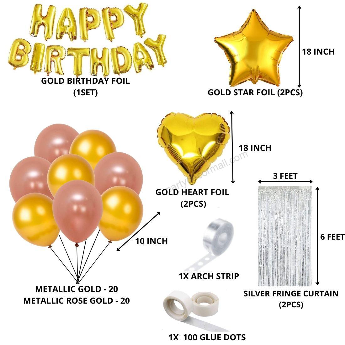Rose Gold and Gold Theme Birthday Decoration DIY Kit (49 Pcs)