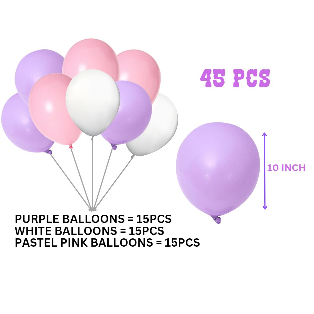 Sofia Theme Birthday Kits - (6 Inches/250 GSM Cardstock/Purple , White & Pink/60Pcs)