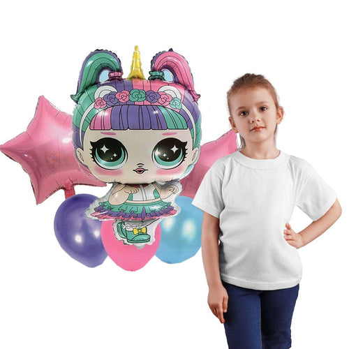 Load image into Gallery viewer, Lol Doll Cartoon Theme Foil Balloon 6 pc Set For Birthday Decoration Pink
