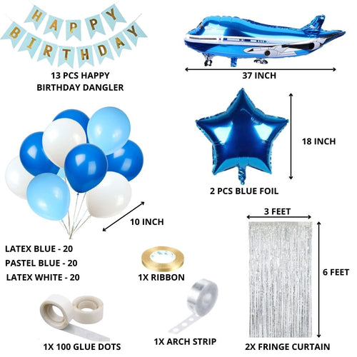 Load image into Gallery viewer, Aeroplane Theme Birthday Balloon Decoration DIY Kit (69 Pcs)
