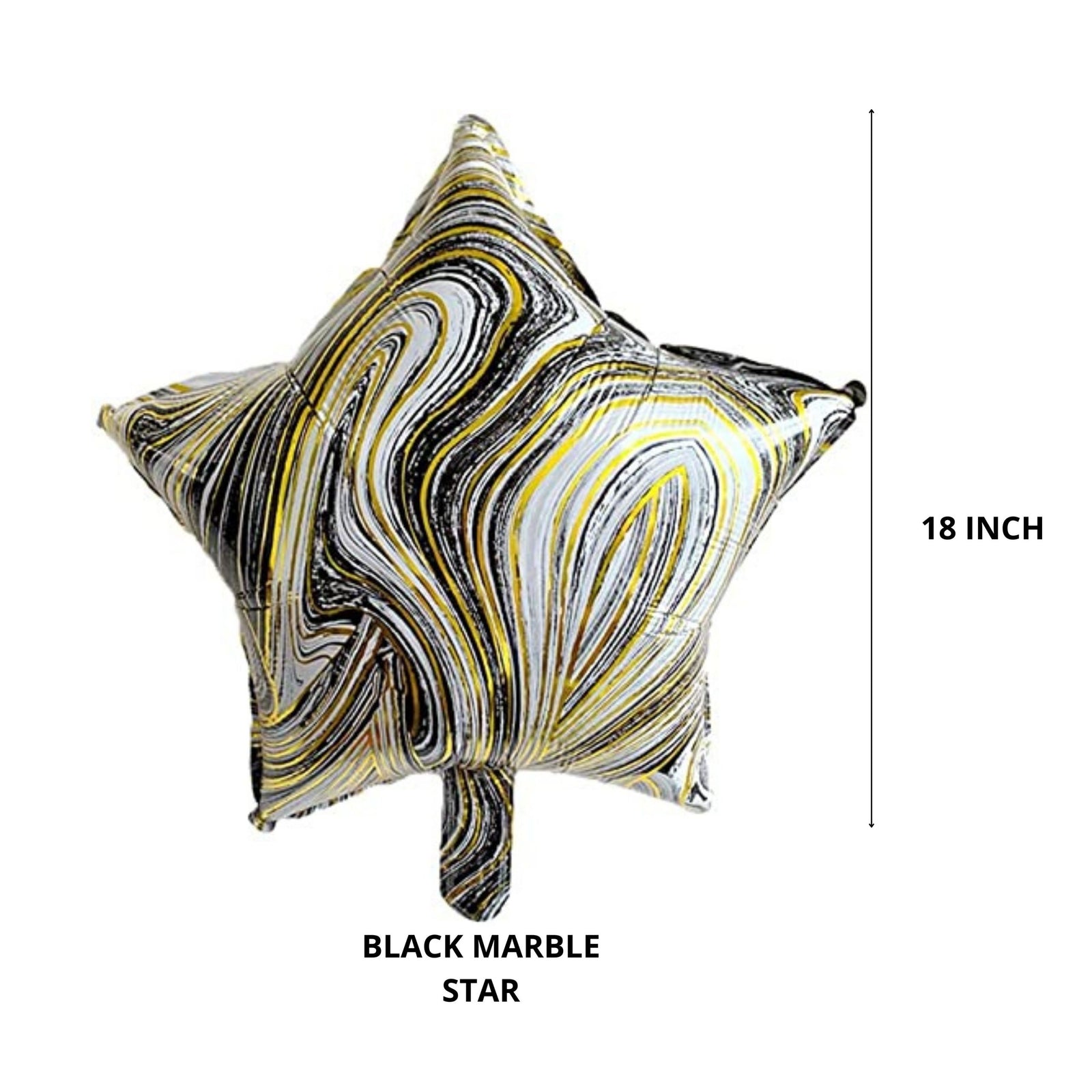 Black Marble Star 18″ inch Foil Balloon for Happy Birthday Party, Anniversary & Valentine Day