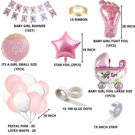 Baby Girl Theme Birthday Balloon Decoration DIY Kit (49 Pcs)