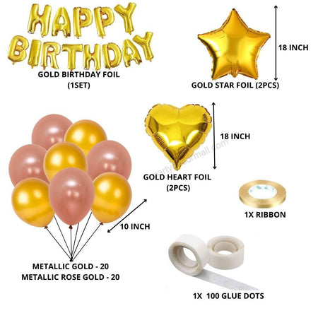 Rose Gold and Gold Theme Birthday Decoration DIY Kit (47 Pcs)