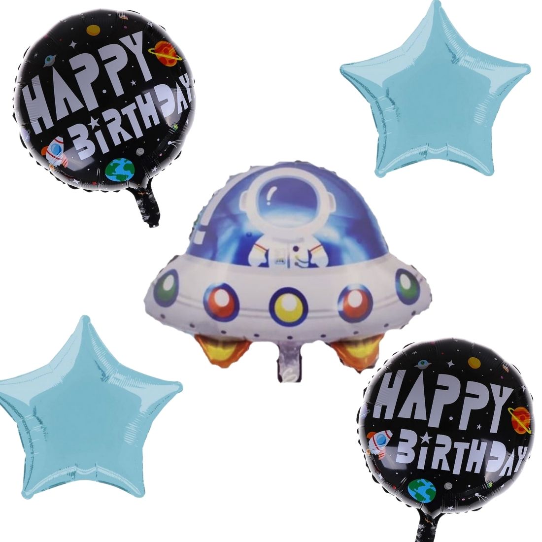 Spaceship Theme Birthday Balloons Kids Decoration, Set of 5 Spaceship Theme Happy Bday Party Decor for Girls & Boys Spaceship (set of 5 )