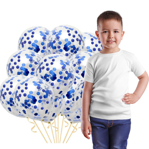 Load image into Gallery viewer, Blue Confetti Balloons - 12″ Balloons
