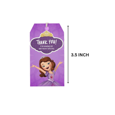 Sofia Theme Birthday Favour Tags (2 x 3.5 inches/250 GSM Cardstock/Brown, purple, white, yellow/30Pcs)