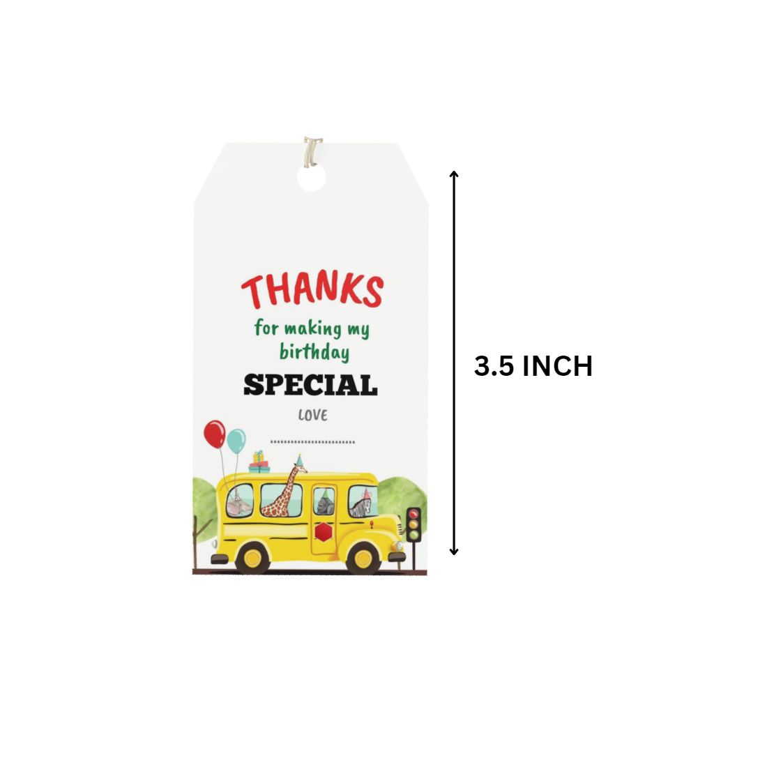 Weels On The Bus Theme Birthday Favour Tags (2 x 3.5 inches/250 GSM Cardstock/Mixcolour/30Pcs)