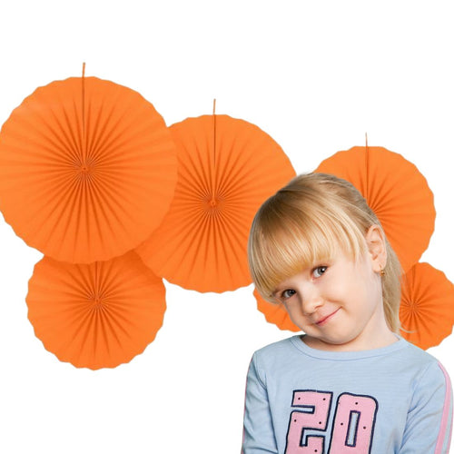 Load image into Gallery viewer, Orange Paper Fan Decoration for Birthday Decoration, Birthday Party, Wall Decoration, Hanging Decoration
