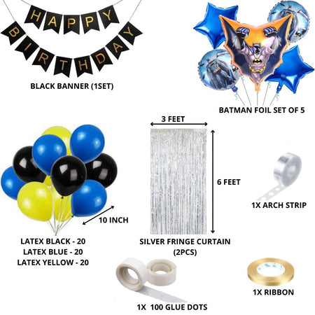 Bat Super Hero Theme Birthday Decoration DIY Kit (71 Pcs)