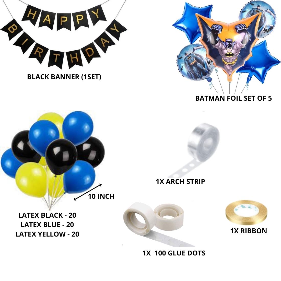 Bat SuperHero Theme Birthday Decoration DIY Kit (69 Pcs)