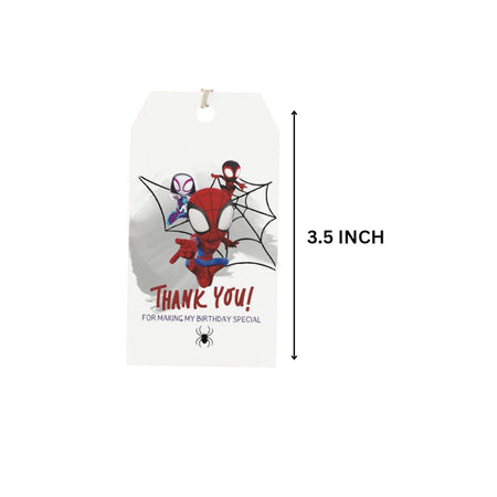 Spider Man Theme Birthday Favour Tags (2 x 3.5 inches/250 GSM Cardstock/Multicolour/30Pcs)