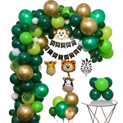 Load image into Gallery viewer, Jungle Theme Happy Birthday Party Decoration Combo,Jungle/Safari Themes Party Favors for Kids/1st Birthday Decoration (94 pcs)
