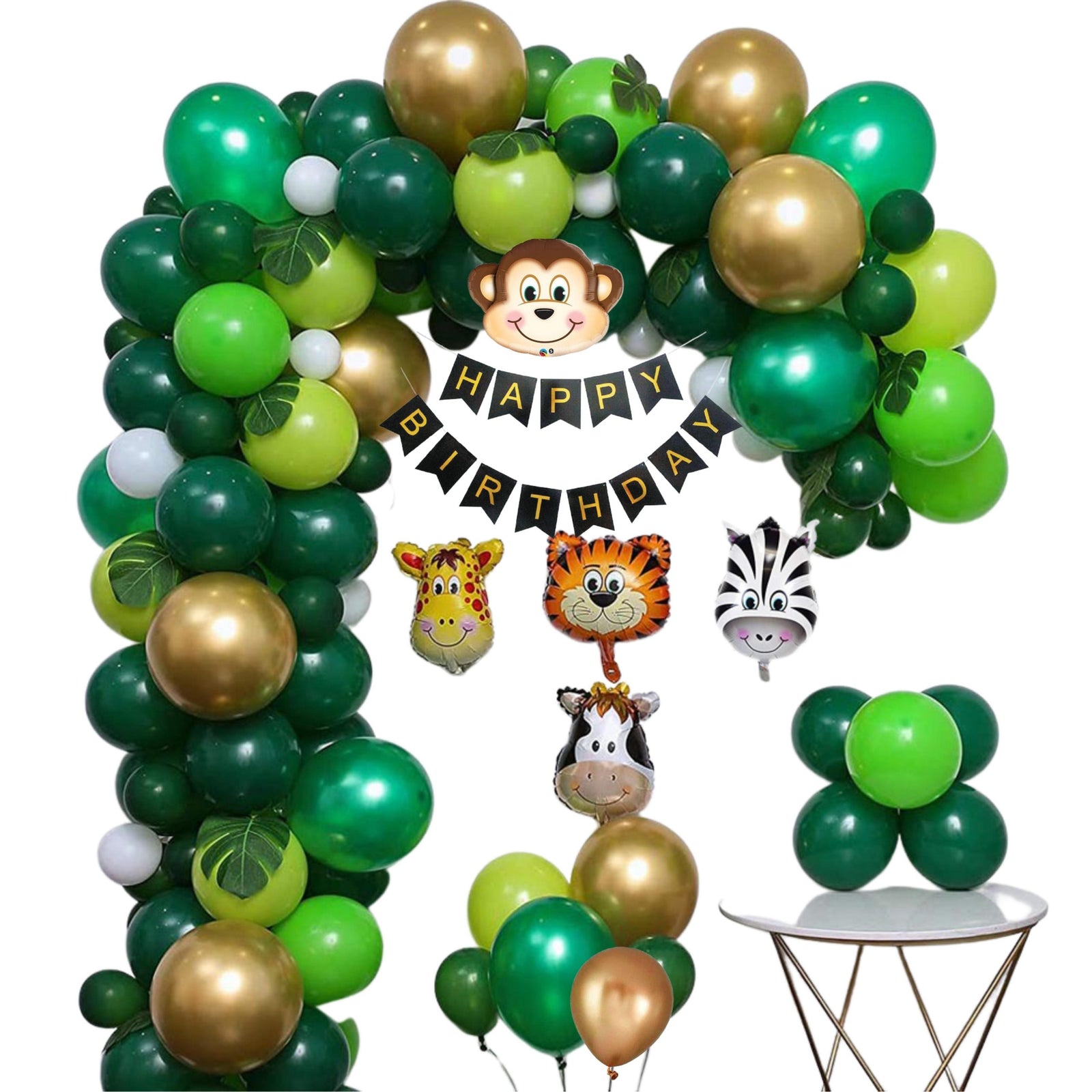 Jungle Theme Happy Birthday Party Decoration Combo,Jungle/Safari Themes Party Favors for Kids/1st Birthday Decoration (94 pcs)