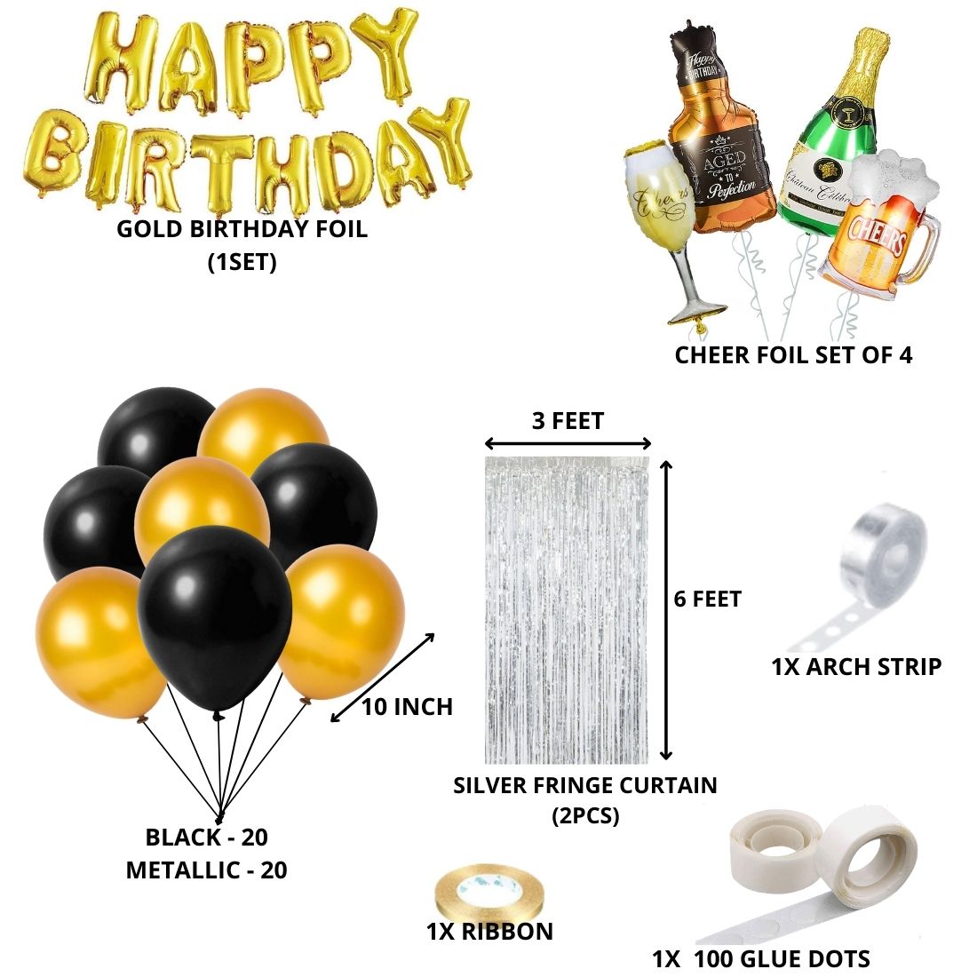 Champagne/Beer Mug/Wine Bottle/Aged to Perfection Theme Birthday Decoration DIY Kit (50 Pcs)
