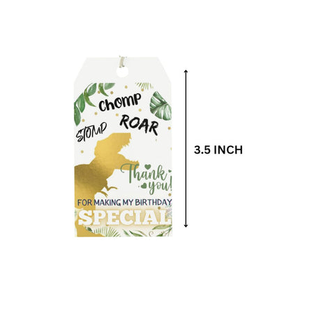 Dinosaur Theme Model 2 Birthday Favour Tags (2 x 3.5 inches/250 GSM Cardstock/Multicolour/30Pcs)