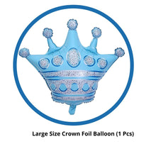 Blue Boys Prince Crown Foil Balloons Set for Boys Theme Birthday Party (set of 5)