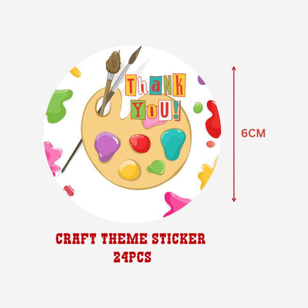 Craft Theme- Return Gift/birthday decor Thankyou Sticker (6 CM/Sticker/Multicolour/24Pcs)