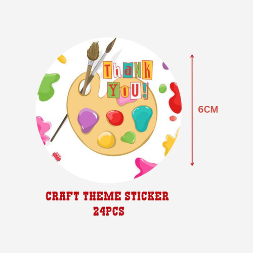 Load image into Gallery viewer, Craft Theme- Return Gift/birthday decor Thankyou Sticker (6 CM/Sticker/Multicolour/24Pcs)
