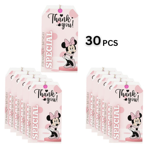 Load image into Gallery viewer, Minnie Theme Birthday Favour Tags (2 x 3.5 inches/250 GSM Cardstock/Mixcolour/30Pcs)
