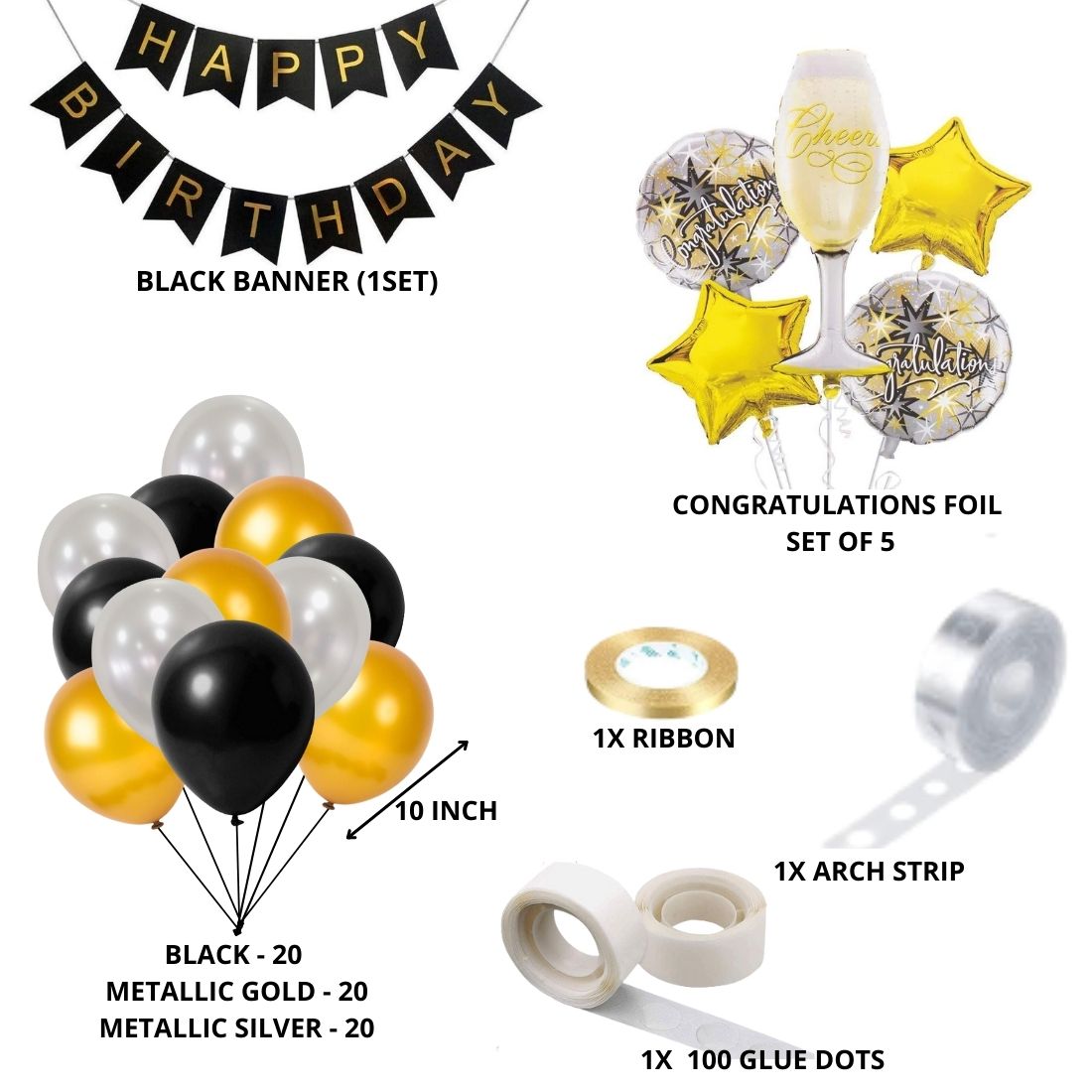 Congratulation foil Theme Birthday Balloon Decoration DIY Kit (69 Pcs)