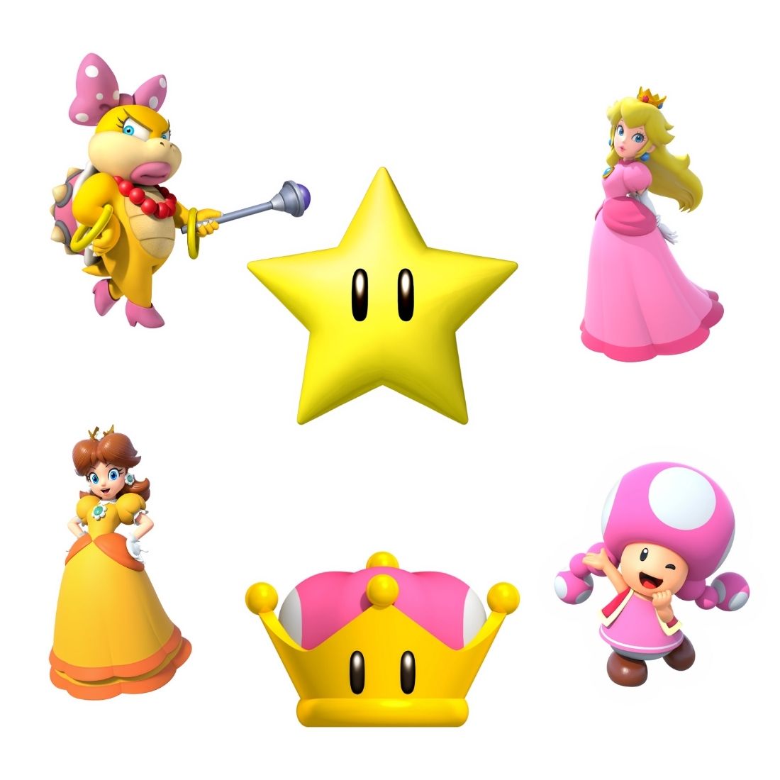 Mario Girl Theme Cutout (6 inches/250 GSM Cardstock/Mixcolour/12Pcs)