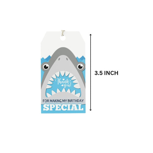 Load image into Gallery viewer, Shark Theme Birthday Favour Tags (2 x 3.5 inches/250 GSM Cardstock/Gray, White, Light Blue, Black/30Pcs)
