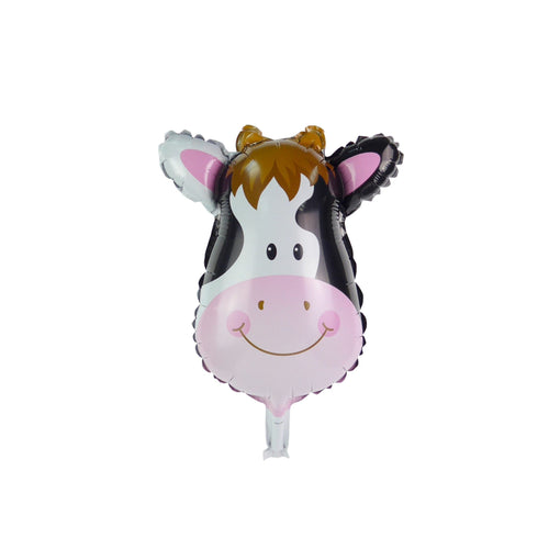 Load image into Gallery viewer, Animal Face Shaped Foil Balloon for Kids Birthday Party, Animal Theme, Zoo Party Decoration- Pack of 1 (Cow)
