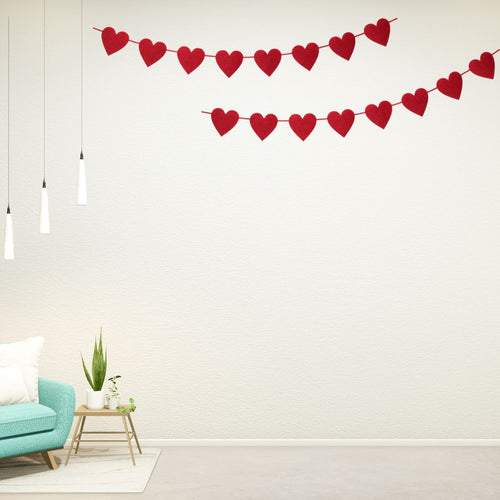 Load image into Gallery viewer, Valentines Day Heart Bunting - (4 Inches/250 GSM Cardstock/Red/24Pcs)
