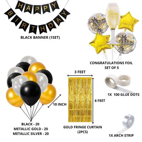 Load image into Gallery viewer, Cheers/congratulations Birthday Decoration Kit W Fringe Curtain(70 Pieces)
