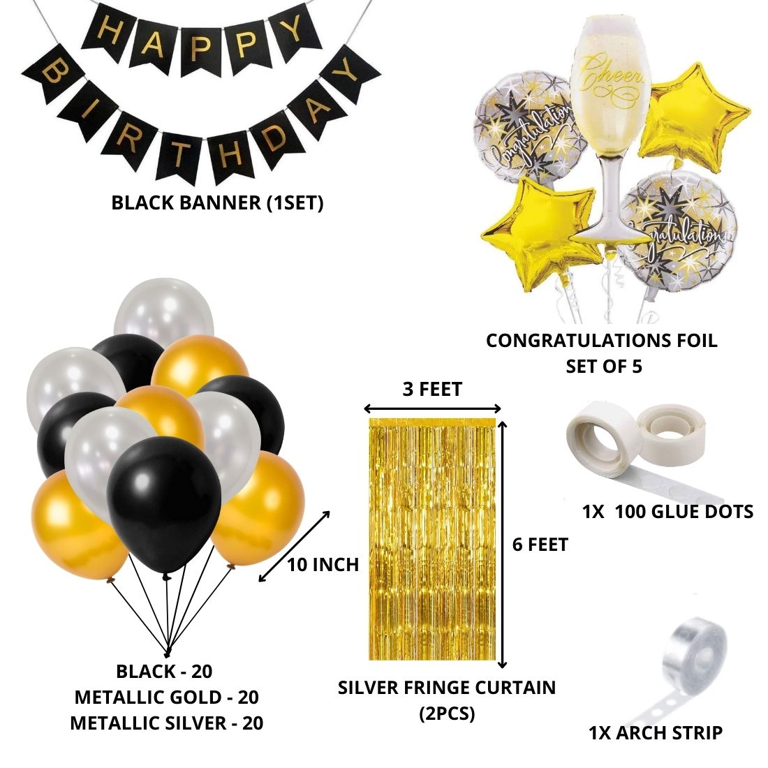 Congratulation foil Theme Birthday Balloon Decoration DIY Kit (70 Pcs)