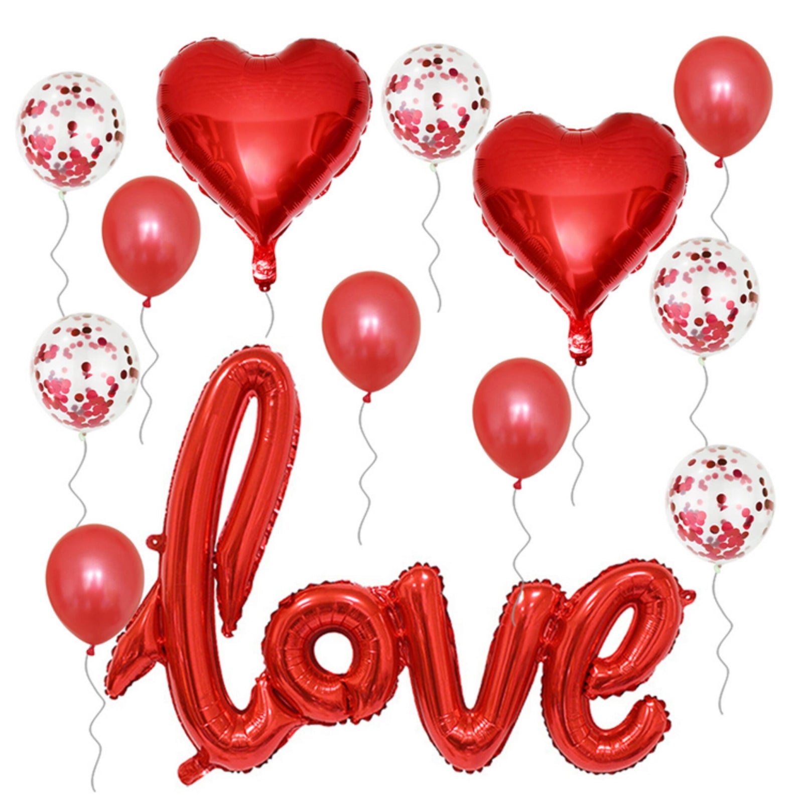 Red Love Shape Letter Foil Balloon for Birthday Wedding Valentine’s Day Engagement Party Decorations (15 piece)