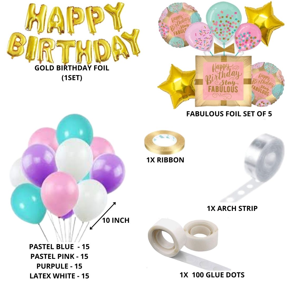 Fabulous Theme Birthday Balloon Decoration DIY Kit (69 Pcs)
