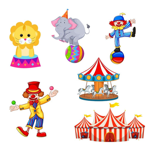 Load image into Gallery viewer, Carnival Theme Cutout (6 inches/250 GSM Cardstock/Mixcolour/12Pcs)
