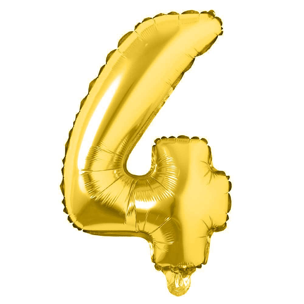 32 Inches Number Foil Balloon, Gold Color, Number 4