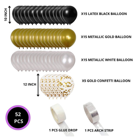Happy Birthday Black and Gold Combo kit (52 Pcs)