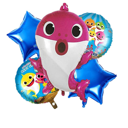Baby Shark Birthday Decoration for Kids Girls Boys, Baby Shark Foil Balloon (set of 5)
