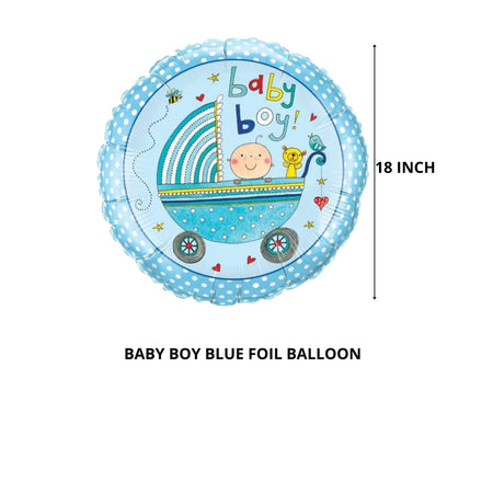 Party Decor Mall – Printed Round Shape Baby Boy Blue Foil Balloon
